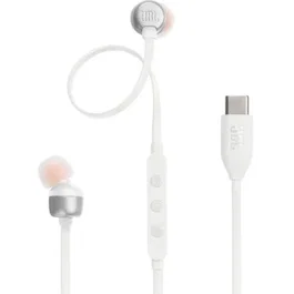 JBL Auriculares Intrauditivos Tune 310C USB-C con Micrófono y Control, Sonido Pure Bass Hi-Res, Color Blanco